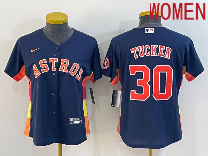 Women Houston Astros #30 Tucker Blue Game Nike 2022 MLB Jerseys